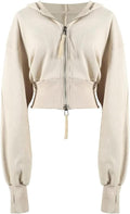 Cropped Hoodie Women Zip Up Long Sleeve Sweatshirts Casual Fashion Hooded Workout Jacket Crop Top