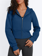 Womens Zip Up Cropped Hoodies Long Sleeve Sweatshirts Jackets Fall Fashion  Y2k Winter Clothes