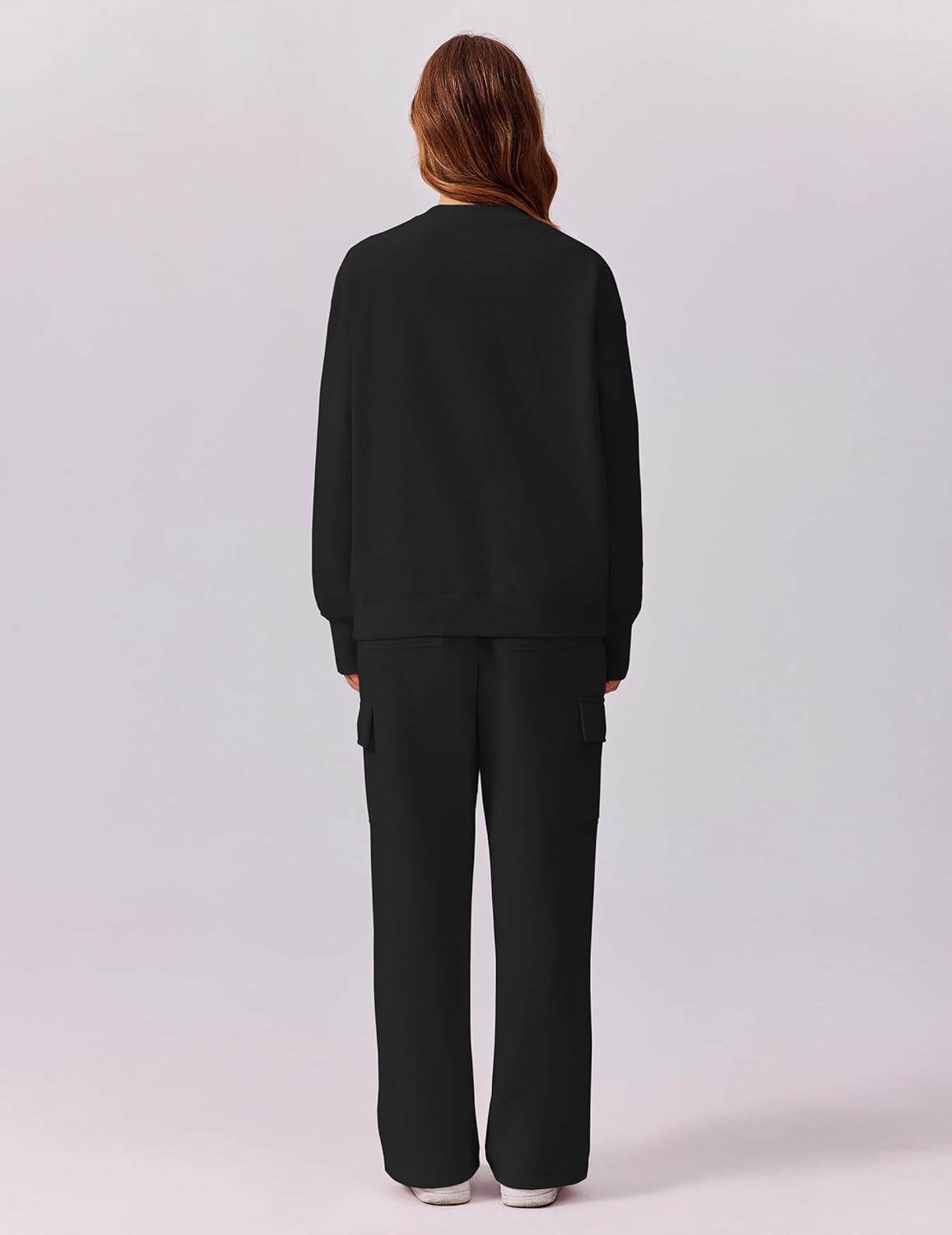 2 Piece Sets for Women  Fleece Sweatsuits  Sweatshirts Wide Leg Cargo Sweatpants with Pockets Thumbhole
