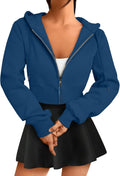 Womens Zip Up Cropped Hoodies Long Sleeve Sweatshirts Jackets Fall Fashion  Y2k Winter Clothes