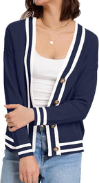 Women's Button Down Cardigan Sweaters Fall Long Sleeve Open Front Soft Cardigan Casual Loose Knit Coat Outerwear